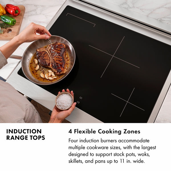 ZLINE Autograph Edition 30 in. Paramount Induction Rangetop with 4 Element Cooktop in Black Stainless Steel and Polished Gold Accents (SINRTBZ-30-G)