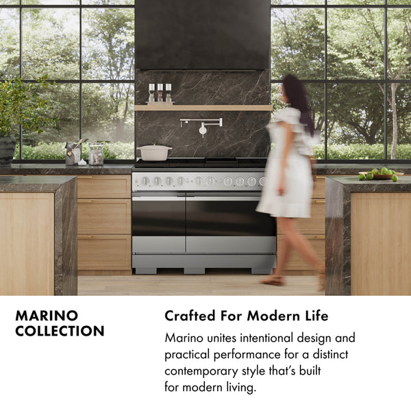 ZLINE 36 in. 5.2 cu. ft. Marino Dual Fuel Range with 6 Burner DuoPro™ Cooktop and Electric Convection Oven with White Matte Door (PMDR-WM-36)