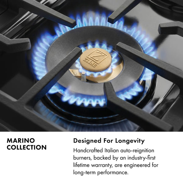 ZLINE Autograph Edition 36 in. 5.2 cu. ft. Marino Gas Range with 6 Burner DuoPro™ Cooktop and Convection Gas Oven with White Matte Door and Matte Black Accents (PMGRZ-WM-36-MB)
