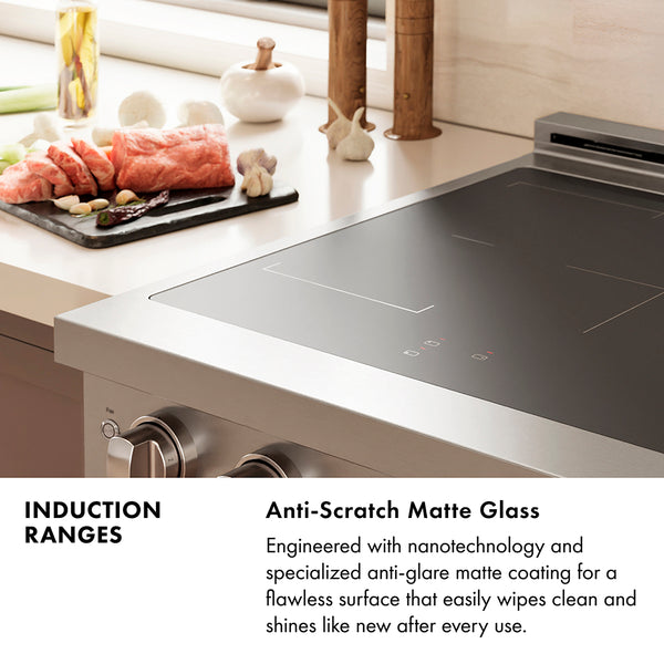 ZLINE Autograph Edition 24 in. 3.2 cu. ft. Paramount Induction Range with 3 Element Cooktop and Electric Convection Oven in Stainless Steel with White Matte Door and Champagne Bronze Accents, Open Box-Great Condition