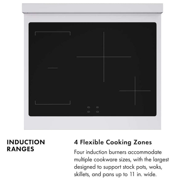 ZLINE Autograph Edition 30 in. 4.2 cu. ft. Paramount Induction Range with 4 Element Cooktop and Electric Convection Oven in Stainless Steel with White Matte Door and Matte Black Accents, Open Box-Good Condition