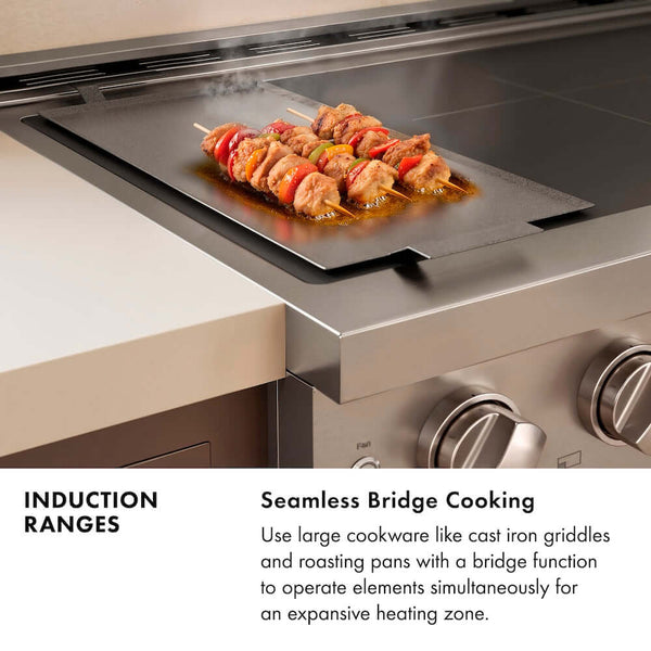 ZLINE Autograph Edition 36 in. 5.2 cu. ft. Paramount Induction Range with 5 Element Cooktop and Electric Convection Oven in Stainless Steel with White Matte Door and Polished Gold Accents, Open Box-Good Condition