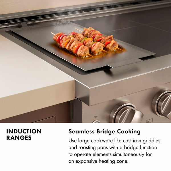 ZLINE Autograph Edition 48 in. 6.7 cu. ft. Paramount Induction Range with 7 Element Cooktop and Dual Ovens in Black Stainless Steel with Champagne Bronze Helix Handles and Knob Accents (SINRBZ-48-KCB)