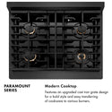 ZLINE Designer Collection 30 in. 4.2 cu. ft. Paramount Gas Range with 4 Burner Cooktop and Convection Gas Oven in Black Satin Stainless Steel with Matte Black and Champagne Bronze Accents (SGRBSZ-30-MBCB)