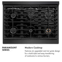 ZLINE 36 in. 5.2 cu. ft. Paramount Dual Fuel Range with 6 Burner Gas Cooktop and Electric Convection Oven in Black Satin Stainless Steel, Open Box-Good Condition
