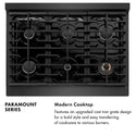 ZLINE 36 in. 5.2 cu. ft. Paramount Dual Fuel Range with 6 Burner Gas Cooktop and Electric Convection Oven in Black Satin Stainless Steel, Open Box-Great Condition