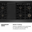 ZLINE Autograph Edition 48 in. 6.7 cu. ft. Paramount Double Oven Dual Fuel Range with 8 Burner Gas Cooktop in Black Satin Stainless Steel and Champagne Bronze Accents, Open Box-Great Condition
