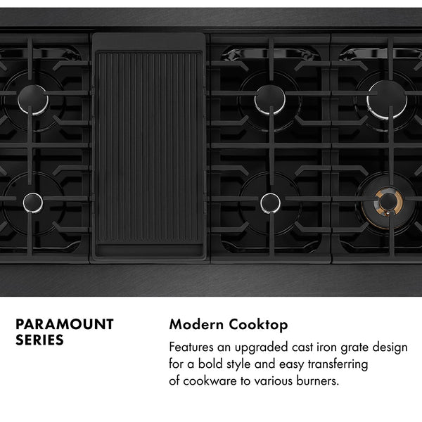 ZLINE 48 in. 6.7 cu. ft. Paramount Double Oven Dual Fuel Range with 8 Burner Gas Cooktop in Black Satin Stainless Steel, Open Box-Great Condition