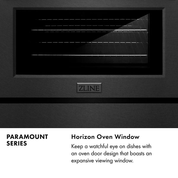 ZLINE Autograph Edition 48 in. 6.7 cu. ft. Paramount Double Oven Dual Fuel Range with 8 Burner Gas Cooktop in Black Satin Stainless Steel and Champagne Bronze Accents, Open Box-Great Condition