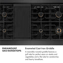 ZLINE Designer Collection 48 in. Paramount Gas Rangetop with 8 Burners in Black Satin Stainless Steel with Matte Black and Champagne Bronze Accents, Open Box-Good Condition