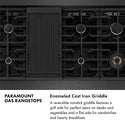 ZLINE 48 in. Paramount Gas Rangetop with 8 Burners and Porcelain Cooktop in Black Satin Stainless Steel, Open Box-Great Condition