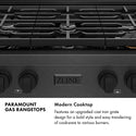 ZLINE 36 in. Paramount Gas Rangetop with 6 Burners and Porcelain Cooktop in Black Satin Stainless Steel, Open Box-Great Condition