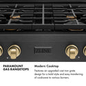 ZLINE Autograph Edition 30 in. Paramount Gas Rangetop with 4 Burners and Porcelain Cooktop in Black Satin Stainless Steel with Champagne Bronze Accents, Open Box-Great Condition