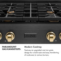 ZLINE Autograph Edition 30 in. Paramount Gas Rangetop with 4 Burners and Porcelain Cooktop in Black Satin Stainless Steel with Polished Gold Accents, Open Box-Good Condition