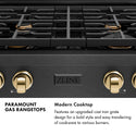 ZLINE Autograph Edition 30 in. Paramount Gas Rangetop with 4 Burners and Porcelain Cooktop in Black Satin Stainless Steel with Polished Gold Accents, Open Box-Great Condition