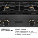 ZLINE Designer Collection 30 in. Paramount Gas Rangetop with 4 Burners in Black Satin Stainless Steel with Matte Black and Champagne Bronze Accents, Open Box-Great Condition
