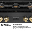 ZLINE Autograph Edition 36 in. Paramount Gas Rangetop with 6 Burners and Porcelain Cooktop in Black Satin Stainless Steel with Champagne Bronze Accents, Open Box-Great Condition