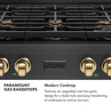 ZLINE Autograph Edition 36 in. Paramount Gas Rangetop with 6 Burners and Porcelain Cooktop in Black Satin Stainless Steel with Polished Gold Accents, Open Box-Good Condition