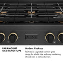 ZLINE Designer Collection 36 in. Paramount Gas Rangetop with 6 Burners in Black Satin Stainless Steel with Matte Black and Champagne Bronze Accents, Open Box-Great Condition