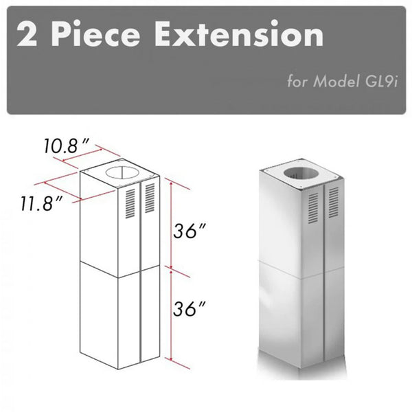 ZLINE 2-36" Chimney Extensions for 10 ft. to 12 ft. Ceilings (2PCEXT-GL9i)