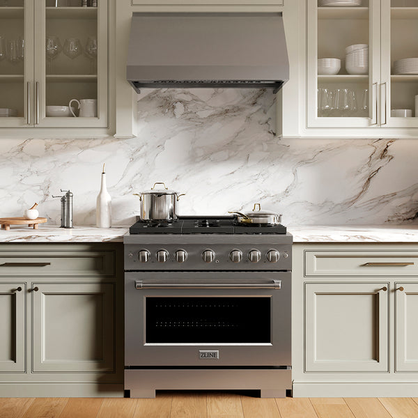 ZLINE 36 in. 5.2 cu. ft. Paramount Gas Range with 6 Burner Cooktop and Convection Gas Oven in Stainless Steel, Open Box-Great Condition