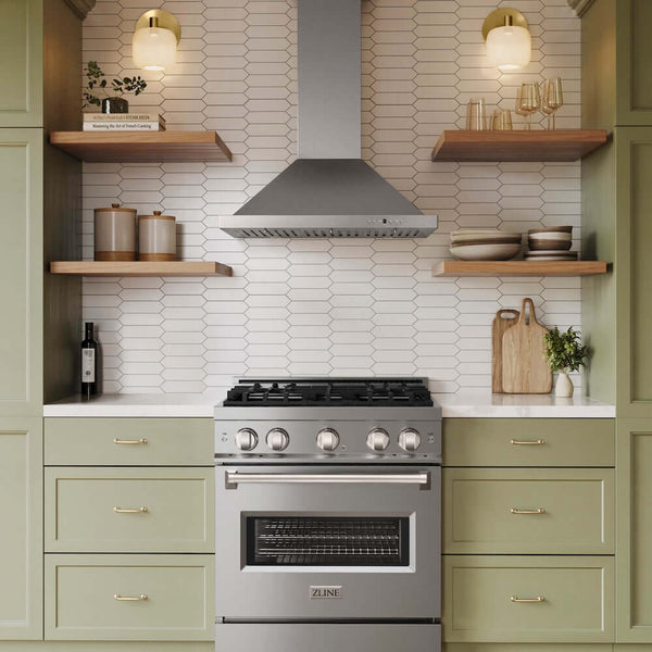 ZLINE 30 in. Convertible Vent Wall Mount Range Hood in Stainless Steel, Handle Open Box-Good Condition