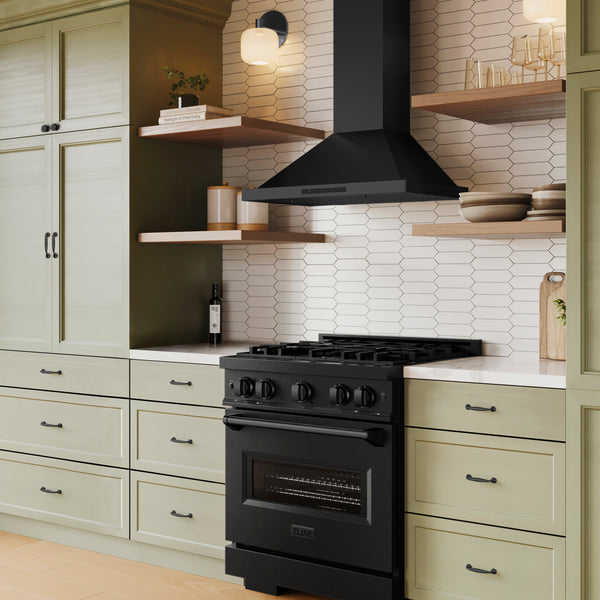 ZLINE 30 in. Convertible Vent Wall Mount Range Hood in Black Stainless Steel Handle, Open Box-Great Condition