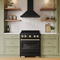 ZLINE Autograph Edition 30 in. 4.2 cu. ft. Classic Gas Range with 4 Burner Cooktop and Convection Gas Oven in Black Stainless Steel and Champagne Bronze Accents, Open Box-Good Condition