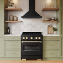 ZLINE Autograph Edition 30 in. 4.2 cu. ft. Classic Gas Range with 4 Burner Cooktop and Convection Gas Oven in Black Stainless Steel and Polished Gold Accents, Open Box-Good Condition