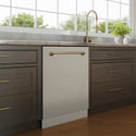 ZLINE Autograph Edition 24" Monument Series 3rd Rack Top Touch Control Tall Tub Dishwasher in Stainless Steel with Champagne Bronze Handle, 45dBa (DWMTZ-304-24-CB)