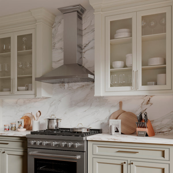 ZLINE 36" Convertible Vent Wall Mount Range Hood in Stainless Steel with Crown Molding (KBCRN-36)