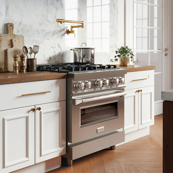ZLINE 30 in. 4.0 cu. ft. Legacy Dual Fuel Range with 4 Burner Gas Cooktop and Electric Convection Oven in Stainless Steel, Open Box-Good Condition