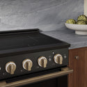 ZLINE Autograph Edition 24 in. 3.2 cu. ft. Marino Induction Range with 3 Element Cooktop and Electric Convection Oven in Black Stainless Steel with Champagne Bronze Accents (MINRBZ-24-CB)