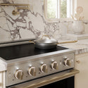 ZLINE Autograph Edition 30 in. 4.2 cu. ft. Marino Induction Range with 4 Element Cooktop and Electric Convection Oven in Satin Stainless Steel with Champagne Bronze Accents (MINRSZ-30-CB)