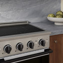 ZLINE Autograph Edition 24 in. 3.2 cu. ft. Marino Induction Range with 3 Element Cooktop and Electric Convection Oven in Satin Stainless Steel with White Matte Door and Matte Black Accents (MINRSZ-WM-24-MB)