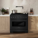 ZLINE 36 in. 5.2 cu. ft. Paramount Gas Range with 6 Burner DuoPro™ Cooktop and Convection Gas Oven in Black Stainless Steel, Open Box-Great Condition