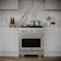 ZLINE 30 in. 4.2 cu. ft. Paramount Gas Range with 4 Burner DuoPro™ Cooktop and Convection Gas Oven in Satin Stainless Steel (PSGRS-30)