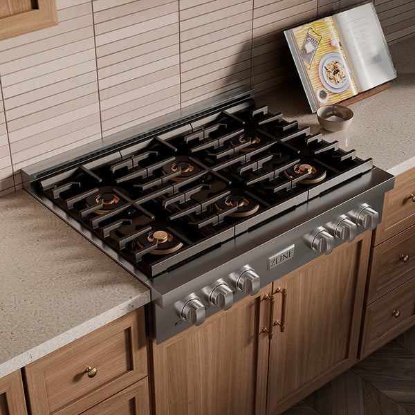 ZLINE 36 in. Paramount Gas Rangetop with 6 Burner DuoPro™ Cooktop in Stainless Steel