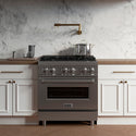 ZLINE 30 in. 4.0 cu. ft. Legacy Dual Fuel Range with 4 Burner Gas Cooktop and Electric Convection Oven in Stainless Steel, Open Box-Great Condition