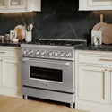 ZLINE 36 in. 4.6 cu. ft. Legacy Dual Fuel Range with 6 Burner Gas Cooktop and Electric Convection Oven in Stainless Steel, Open Box-Great Condition