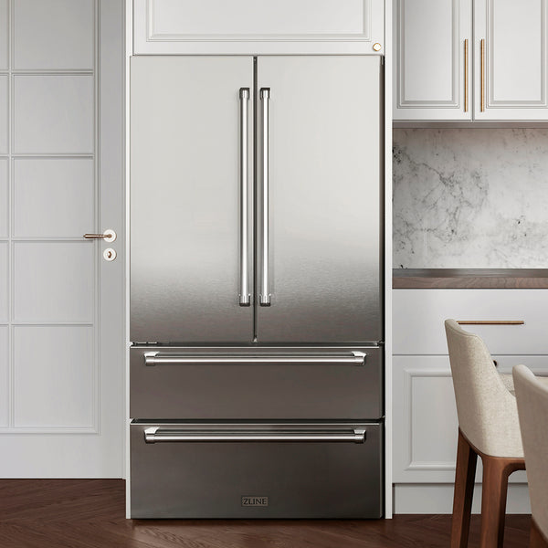 ZLINE 36 in. 22.5 cu. ft. Counter-Depth French Door Refrigerator with Ice Maker in Fingerprint-Resistant Stainless Steel, Open Box-Good Condition