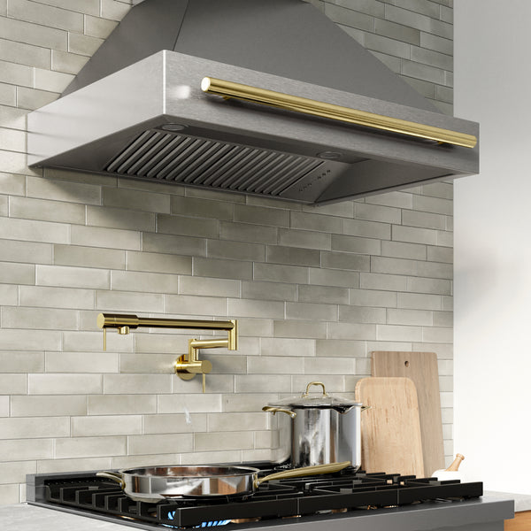 ZLINE Autograph Edition 36 in. Wall-Mount Range Hood Helix Handle (Set of 1) in Polished Gold (RHHZ-K-G-36)