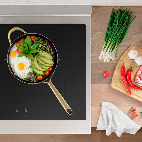 ZLINE Autograph Edition 30 in. 4.2 cu. ft. Paramount Induction Range with 4 Element Cooktop and Electric Convection Oven in Stainless Steel with White Matte Door and Champagne Bronze Accents, Open Box-Great Condition