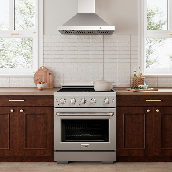 ZLINE 30 in. 4.2 cu. ft. Paramount Induction Range with 4 Element Cooktop and Electric Convection Oven in Stainless Steel, Open Box-Great Condition