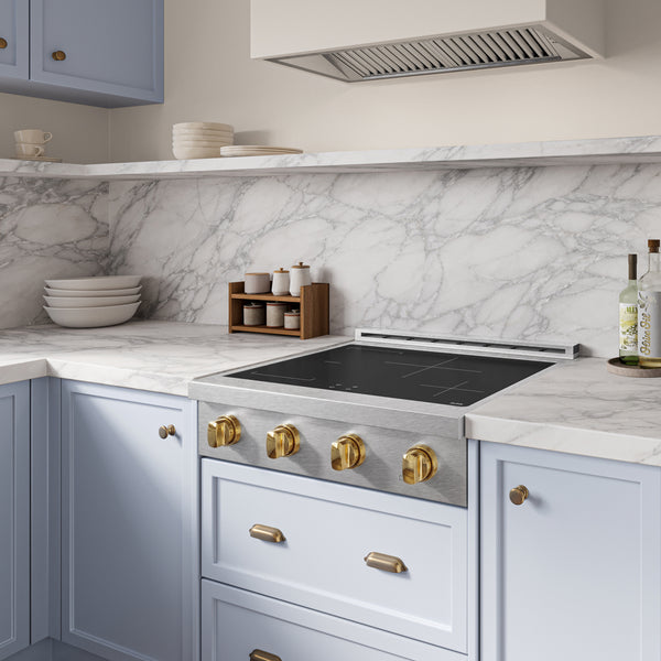 ZLINE Autograph Edition 30 in. Paramount Induction Rangetop with 4 Element Cooktop in Satin Stainless Steel and Polished Gold Accents (SINRTSZ-30-G)