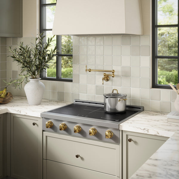 ZLINE Autograph Edition 36 in. Paramount Induction Rangetop with 5 Element Cooktop in Stainless Steel and Polished Gold Accents (SINRTZ-36-G)