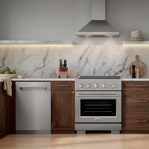ZLINE 30 in. Convertible Vent Wall Mount Range Hood in Stainless Steel, Handle Open Box-Good Condition