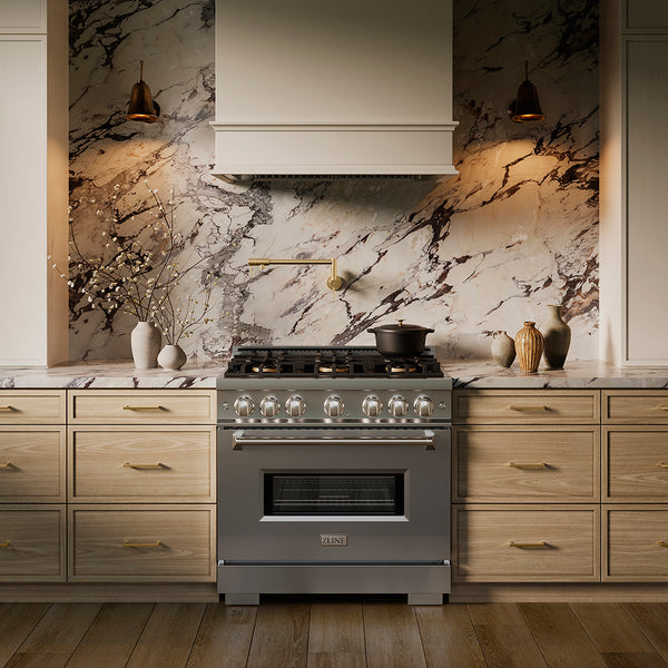 ZLINE 36 in. 5.2 cu. ft. Classic Dual Fuel Range with 6 Burner DuoPro™ Cooktop and Electric Convection Oven in Stainless Steel (PCDR36)