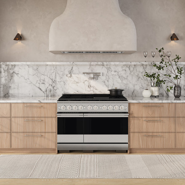 ZLINE 48 in. 6.7 cu. ft. Marino Double Oven Dual Fuel Range in Stainless Steel with 8 Brass Burners (MDR-BR-48)