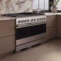 ZLINE 48 in. 6.7 cu. ft. Marino Double Oven Dual Fuel Range with 8 Burner Gas Cooktop in Satin Stainless Steel (MDRS-48)